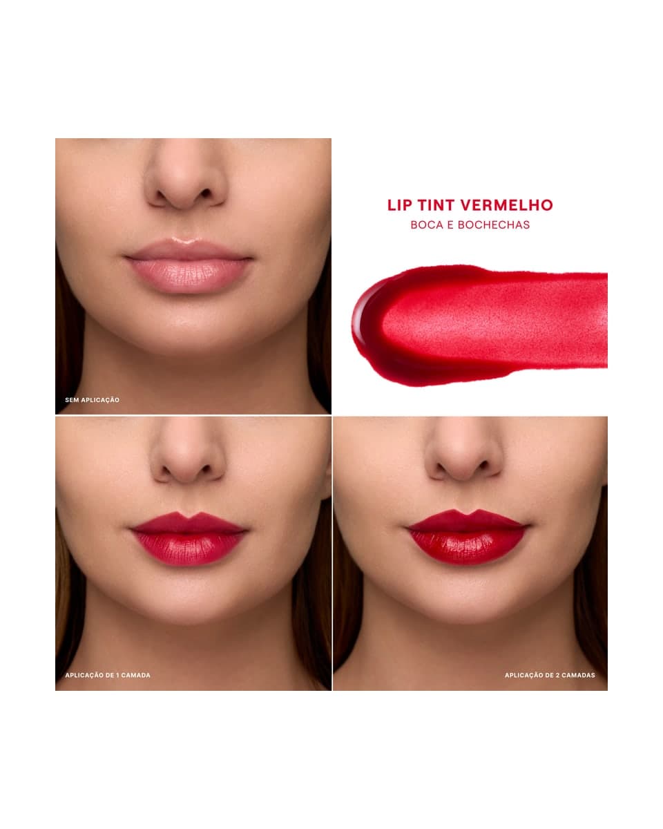 Boca Rosa Beauty LipTint Vermelho, na boca, antes e depois, foto de Boca Rosa