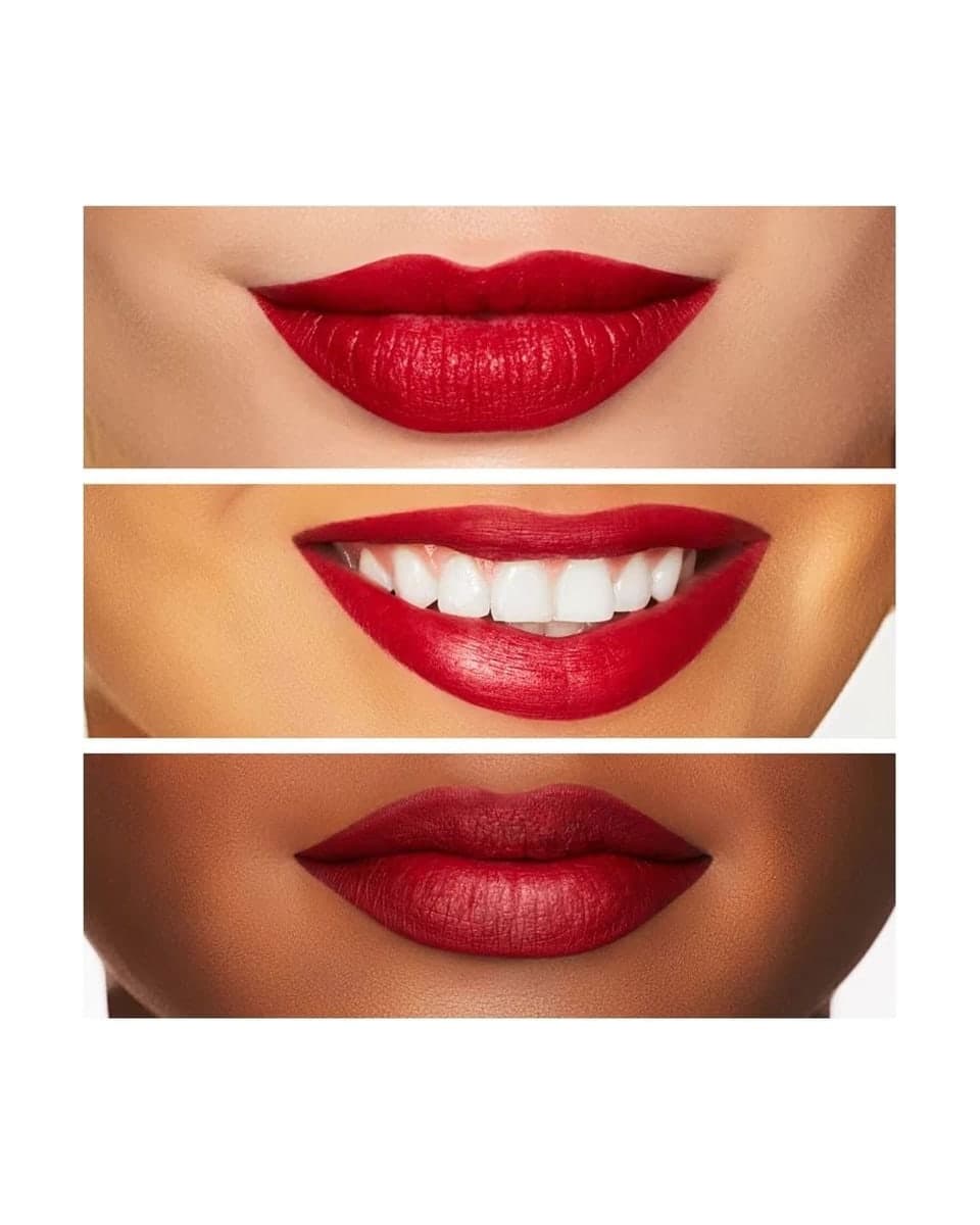 MAC Batom Retro Matte Ruby Woo, aplicado na boca, foto de Época Cosméticos